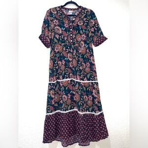 Floral Black and autumn color dress